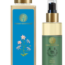 Forest Essentials Silkening Shower Wash Madurai Jasmine & Mogra| 200 ml & Facial Cleanser Sandalwood & Orange Peel | | 130 ml Combo