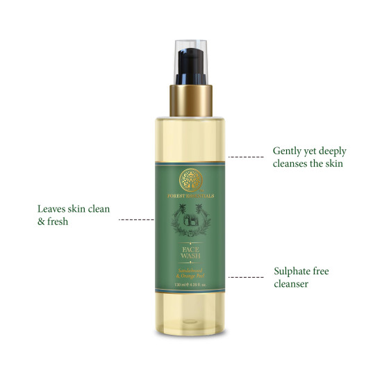 Forest Essentials Silkening Shower Wash Madurai Jasmine & Mogra| 200 ml & Facial Cleanser Sandalwood & Orange Peel | | 130 ml Combo