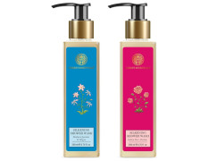 Forest Essentials Silkening Shower Wash Combo - Indian Rose & Madurai Jasmine | 200 ml Each