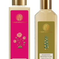 Forest Essentials Silkening Shower Wash Indian Rose Absolute & Oudh & Green Tea Combo - Luxurious Ayurvedic Bath