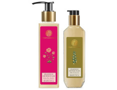 Forest Essentials Silkening Shower Wash Indian Rose Absolute & Oudh & Green Tea Combo - Luxurious Ayurvedic Bath