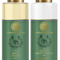 Forest Essentials Hydrating Facial Moisturiser Sandalwood & Orange Peel with SPF 25 | 130 ml & Facial Cleanser Sandalwood & Orange Peel | | 130 ml Combo
