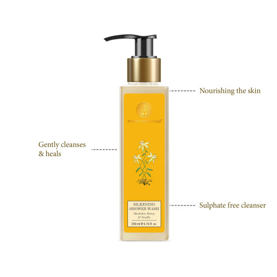 Forest essentials Silkening Shower Wash Mashobra Honey & Vanilla,200 ml & Silkening Shower Wash Madurai Jasmine & Mogra| 200 ml Combo