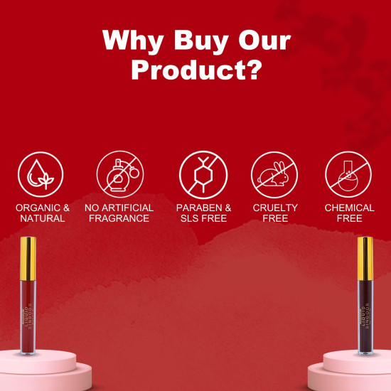 Organic Netra Liquid Sindoor Kumkum Waterproof Long Lasting Smudge Proof Pure and Natural Maroon Color Enriched with Organic Ingredients 8ml (Red)