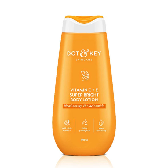 Dot & Key Vitamin C + E Super Bright Body Lotion for Deep Nourishing & Visibly Glowing Skin | Reduces Dark Spots & Tanning |With Triple Vitamin C & Niacinamide | For Women & Men | 250ml