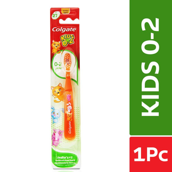 Colgate Kids Anticavity Toothpaste for 2-5 Years - 80gm (Strawberry Flavour) & Colgate Kids 0-2 Years Manual Toothbrush,Multicolor, 1 Piece Combo