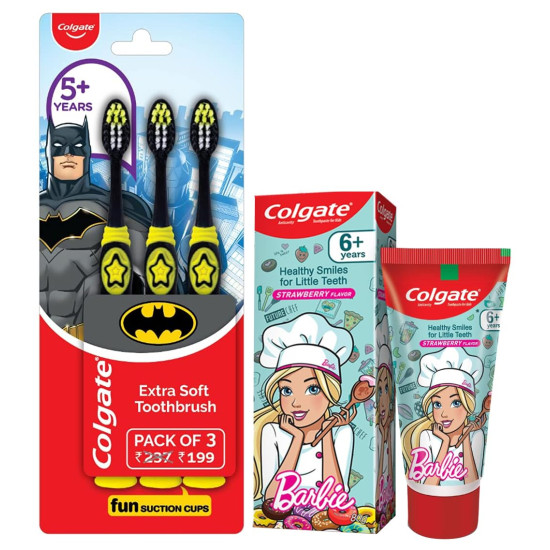 Colgate Kids Batman Manual Toothbrush & Barbie Anticavity Toothpaste Combo - Fun & Effective Oral Care Colgate Kids Batman Manual Toothbrush & Barbie Anticavity Toothpaste Combo - Fun & Effective Oral Care