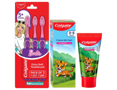 Colgate Kids Barbie Toothbrush & Anticavity Toothpaste Combo - Extra Soft & Strawberry Flavour