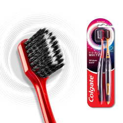 Colgate Visible White O2 Manual Toothbrush- 2 Pcs & Colgate Visible White O2, Teeth Whitening Toothpaste, Aromatic Mint, 25g COMBO
