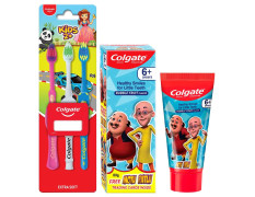 Colgate Kid's Motu Patlu Anticavity Bubble Fruit Flavour Toothpaste- 80g & Colgate Kids Manual Toothbrush For 2+ Years, 3Pcs,Multicolour COMBO