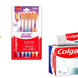 Colgate Sensitive Plus Toothpaste, With Pro Argin Formula for Sensitivity Relief, 70gm (Buy 1 Get 1 Free) & Colgate ZigZag Manual Toothbrush, Pack of 6 Medium Multicolour Soft Tooth brush COMBO