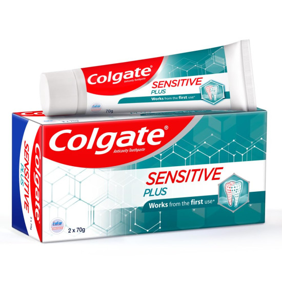 Colgate Sensitive Plus Toothpaste, With Pro Argin Formula for Sensitivity Relief, 70gm (Buy 1 Get 1 Free) & Colgate ZigZag Manual Toothbrush, Pack of 6 Medium Multicolour Soft Tooth brush COMBO