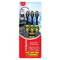 Colgate Kids Batman Manual Toothbrush (Pack of 3,Multicolor) & Colgate Kid's Motu Patlu Anticavity Bubble Fruit Flavour Toothpaste- 80g COMBO