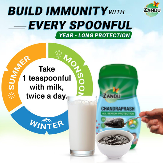 Zandu Chandraprash-450g|All Season Protection - Scientifically Proven to Boost 2X Immunity*|Blend of Chyawanprash Herbs & Heat Balancing Herbs- 37 Ayurvedic Ingredients|With Jaggery, No Refined Sugar