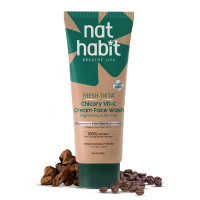 Nat Habit Roasted Chicory Cream Face Wash for Men with Activated Charcoal For Skin Detox, Acne & Pimples - Paraben and Sulphate Free Face Cleanser (100 g)