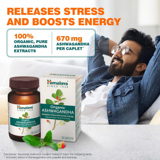 Himalaya Organic Ashwagandha 670mg |Helps Releases Stress | Rejuvenates Mind and Body | General Wellness | Pack of 30