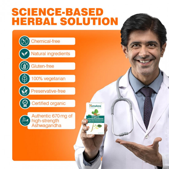 Himalaya Organic Ashwagandha 670mg |Helps Releases Stress | Rejuvenates Mind and Body | General Wellness | Pack of 60