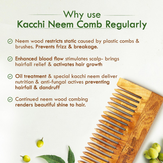 Nat Habit Kacchi Neem Comb Fine Tooth Styling & Wide Tooth Shampoo Combo (Pack of 2), Soaked In 17 Herbs, Neem & Sesame Oil, For Post Shampoo Detangling & Daily Styling, Suited For Short & Long Hair (Large Size) Nat Habit Kacchi Neem Comb Fine Tooth Styling & Wide Tooth Shampoo Combo (Pack of 2), Soaked In 17 Herbs, Neem & Sesame Oil, For Post Shampoo Detangling & Daily Styling, Suited For Short & Long Hair (Large Size)