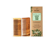 Nat Habit Kacchi Neem Comb Fine Tooth Styling & Wide Tooth Shampoo Combo, Soaked In 17 Herbs, Neem & Sesame Oil, For Post Shampoo Detangling & Daily Styling, Suited For Short & Long Hair (Small Size)