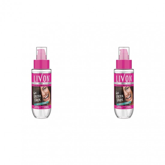Livon Serum for Women & Men|All Hair Types for Frizz-free, Smooth & Glossy Hair |With Argan Oil & Vitamin E |100ml (Pack of 2)