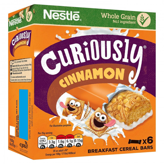 Nestle Curisously Cinnamon Breakfast Cereal Bars With Whole Grain 6 Bars 150g