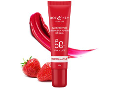 DOT & KEY Dot&Key Ceramide&Peptide Barrier Repair Lip Balm Spf 50,Pa+++|Red Romance|Uva/Uvb Lip Protection|Soft Tinted Lip Moisturizer|Boosts Collagen&Instantly Plumps Lip|Lip Balm For Women|10Gm