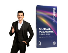 Bold Care Mutual Pleasure Dotted (576 Dots), Ribbed & D-LAY Condoms (Pack of 10) | Ultra thin with benzocaine & menthol lubrication | 60 Microns | Comes with Disposable pouch | Gold Standard Latex