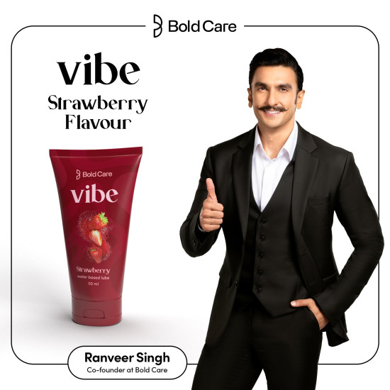 Bold Care Vibe Strawberry - Personal Lubricant for Men and Women - Premium Strawberry Flavour - Water Based Lube - Skin Friendly, Silicone and Paraben Free - No Side Effects - 50 ml