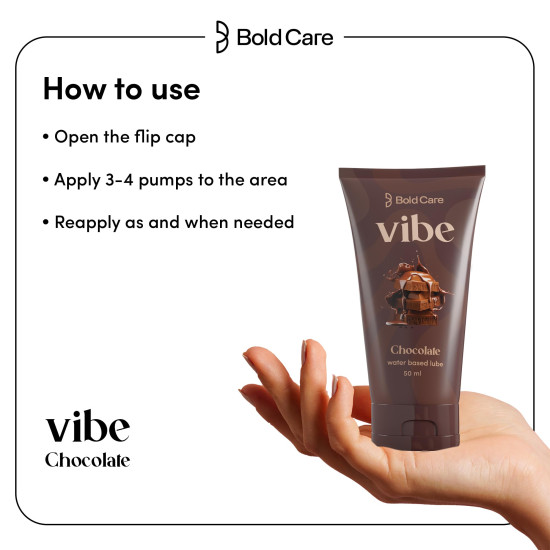 Bold Care Vibe Chocolate Water Based Lube [50 ml] with Aloe vera and green tea | Lubricant Gel wih Glyverine | Non sticky, Skin Friendly, Silicone and Paraben Free | No Side Effects