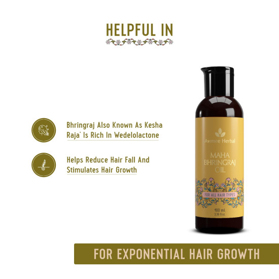 Avimee Herbal Keshpallav Mahabhringraj Oil for Hair Growth | Prevents Hairfall and Makes Hair Stronger | With Shweta, Peet and Neel Bhringraj | Mineral Oil Free | 100 ml