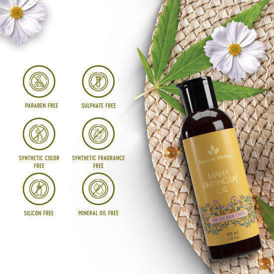 Avimee Herbal Keshpallav Mahabhringraj Oil for Hair Growth | Prevents Hairfall and Makes Hair Stronger | With Shweta, Peet and Neel Bhringraj | Mineral Oil Free | 100 ml