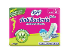 Sofy Women Anti Bacteria Extra Long Sanitary Pads, X-Large, Pack Of 14