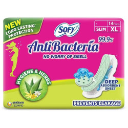 Sofy Women Anti Bacteria Extra Long Sanitary Pads, X-Large, Pack Of 14