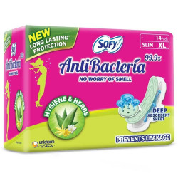 Sofy Women Anti Bacteria Extra Long Sanitary Pads, X-Large, Pack Of 14