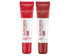 Dot & Key Gloss Boss Lip Duo | Strawberry Crush SPF 30 Lip Balm 12gm & Cocoa Mint SPF 30 Lip Balm 12gm | Sun Protected Tinted Lip Balm for Women | Fades Pigmentation | Moisturizes Dry & Flaky Lips