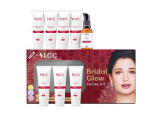 VLCC Bridal Glow Facial Kit - 49g, With Hyaluronic Acid, Niacinamide & Vitamin C. At home facial with 3 Illuminator Strobe Creams - Gold Strobe Cream. Lilac Strobe Cream. Rose Strobe Cream