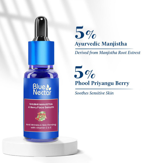 Blue Nectar Manjistha Vitamin C Face Serum for Anti Wrinkle Skin Firming Advanced Anti Aging Formula with Power of Vit C & E (13 Herbs, 30ml)