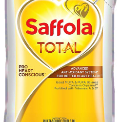 Saffola Total Refined Oil|Blend of Rice Bran Oil & Safflower oil|Cooking oil|Cholesterol Lowering Oil|Edible Oil 1L Unique