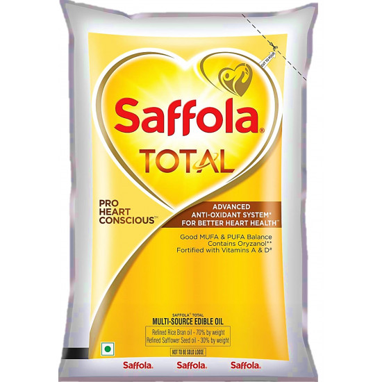 Saffola Total Refined Oil|Blend of Rice Bran Oil & Safflower oil|Cooking oil|Cholesterol Lowering Oil|Edible Oil 1L Unique