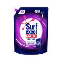 Surf Excel Matic Front Load Liquid Detergent 4L Refill Pouch, Specially designed to remove Tough Dried Stains, 1st time in Washing Machine