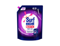 Surf Excel Matic Front Load Liquid Detergent 4L Refill Pouch, Specially designed to remove Tough Dried Stains, 1st time in Washing Machine