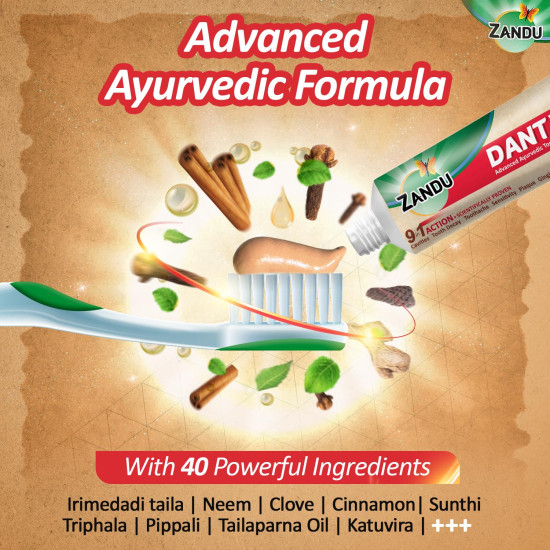 Zandu Dantveer, 500g, Fights 9 Dental Problems, with Irimedadi oil, Advanced Ayurvedic Toothpaste, Scientifically proven formula