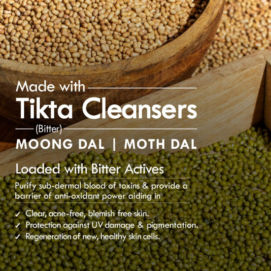 Nat Habit Masoor Dal Face Wash, Fresh Daily Tikta For Men & Women, Skin Brightening, With Masoor & Moth Dal, Suitable For All Skin Types, Chemical & Sulphate Free - 100g