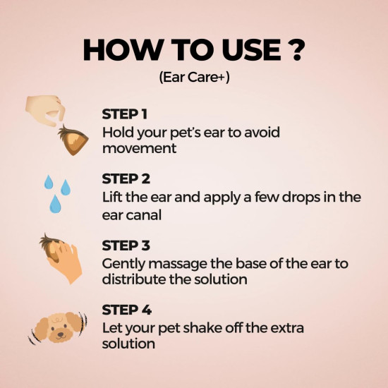 Moe Puppy Ear Care+ | Ear Cleaning Solution for Dogs and Cats | Prevents Infections, Soothes Itching, Removes Wax, Eliminates Ear Odour | Non-Irritating Dog Ear Cleanser | 100ml