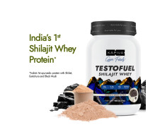Kapiva Testofuel Shilajit Whey Protein| 25g Protein | 250mg Shilajit | 5.5g BCAA | Cookies & Cream | Faster Absorption | Digezyme blend | WADA Compliant | 1Kg/ 2.2lb