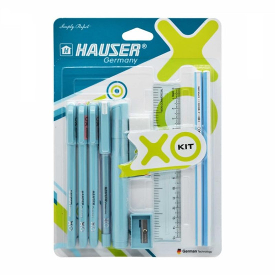 Flair Hauser XO Writing Stationery Kit | A Complete Writing Kit | Gift Set for Kids Students & Office | Combination Set of 10 - Color May Vary