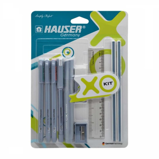 Flair Hauser XO Writing Stationery Kit | A Complete Writing Kit | Gift Set for Kids Students & Office | Combination Set of 10 - Color May Vary