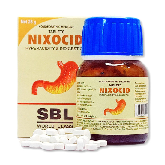 Nixocid tablets sbl homeopathy || pack of 2 (25gx2)