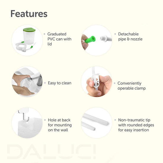 DALUCI PVC Enema Kit for Home use with Instruction | Enima home kit for Adults Reusable & washable anema kit For Mens and Women – (1500 ML)