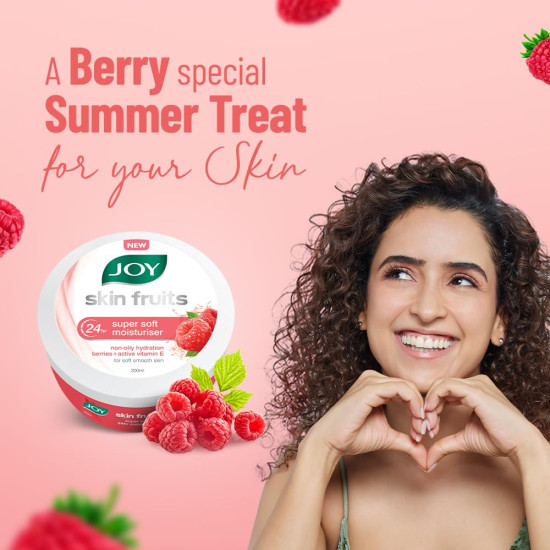 Joy Super Soft Skin Cream for 24 Hr Moisturization - Berries (300ml) - Lightweight & Oil Free Moisturizer For Instant Hydration | Non Sticky & Non Greasy Cream for Hands, Face & Body